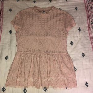 Pink lace top with peplum